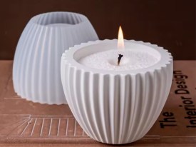 Molde silicona porta vela o maceta rayada